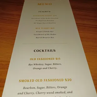 Cocktail Menu.