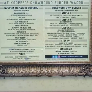 Menu as of December 2021