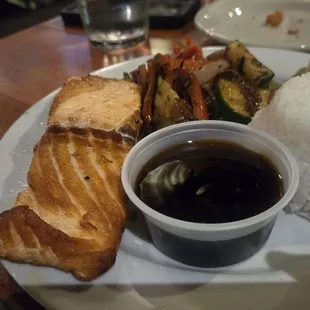 Teriyaki Salmon with veggies  and rice