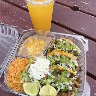 a taco and rice meal