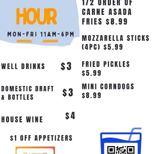 happy hour 11am-6pm Monday-Friday