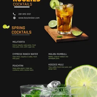 Our spring cocktail menu.