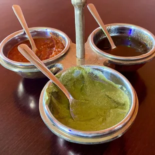 Mint, Tamarind, and Chili Sauces