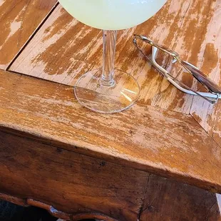 Sipping delish margarita by the low table.