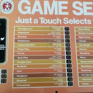 a video game selection board