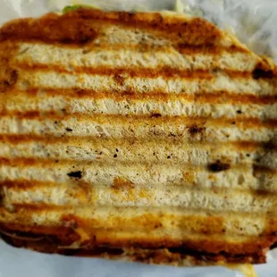 Whole grain Italian bread on the  panini.