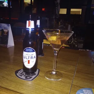 a beer and a martini