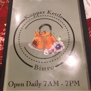 Menu cover