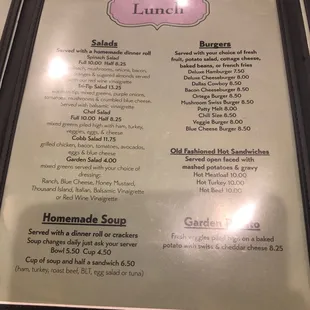 Lunch menu