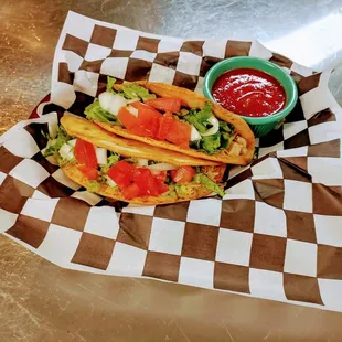Fried tacos with chicken