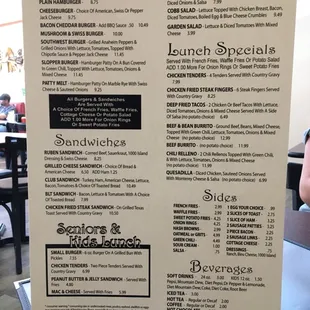 Lunch menu