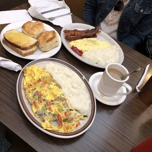 Omelette eggs coffee