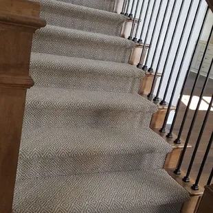 a carpeted staircase