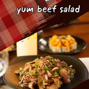 beef salad on a plate