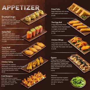 sushi and sashimi, menu