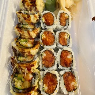 Takeout Spicy Tuna Roll &amp; shrimp tempura roll