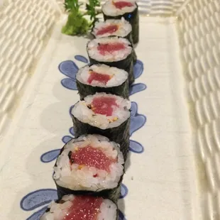 Tuna roll, prepared specially for us even though the price of tuna is super high right now