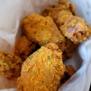Fried chicken wings and drums.   This place has a KFC (Korean Fried Chicken) chain within the restaurant.  This dish cost 17.99.