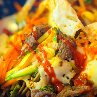 a close up of a bowl of food