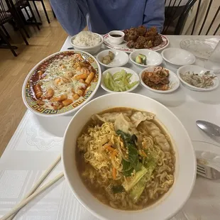 Dumpling Ramen, Cheese Tteokbokki, Chicken Ganjeong