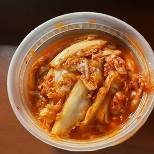 Kimcheeeeee!  Not spicy at all - flavorful and perfect with kalbi and rice!