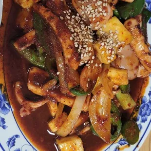 Spicy Squid Stirfry