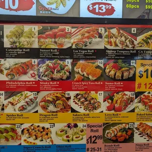 Sakura Sushi roll prices