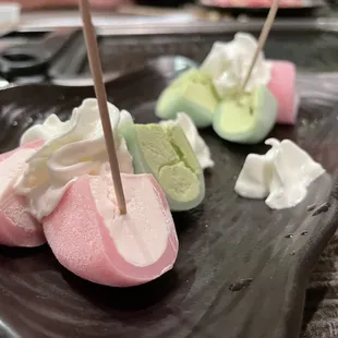Peppermint and green tea ice cream