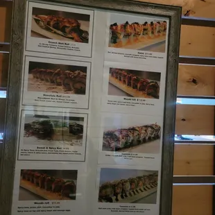 sushi and sashimi, menu