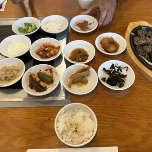 Bulgogi and various Banchan