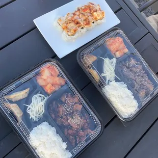 two containers of food on a table
