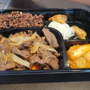 Bulgogi beef with purple rice