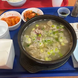 Piping hot Korean Ox tail and knee bone soup!