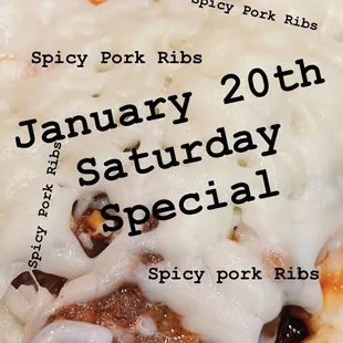 Spicy Pork Ribs with mozzarella cheese for Saturday Special Menu!