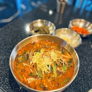 Yukgyejang (Spicy Beef Soup) - if you love spicy, ask for extra secret hot sauce! It was a bomb!