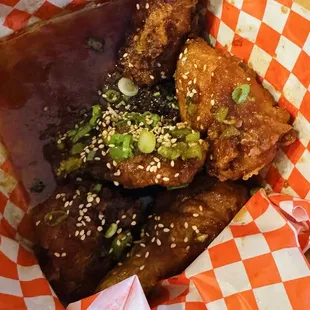 chicken wings and fried chicken, food