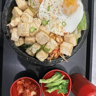 Hot Dolsot Bibimbap with tofu
