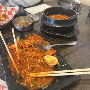 Dukpokk and  Kimchi Jjigae