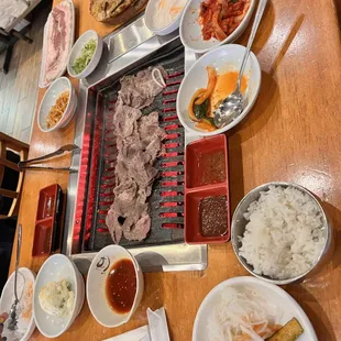 a variety of food on a table