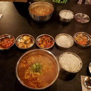 Kimchee, onions, sweet radish, and fish cakes