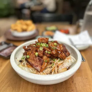 Superb rice and taste! This is the spicy pork belly rice bowl. I finished but I think it's really good for two. Haha!