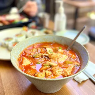 Silken tofu seafood soup, delicious!