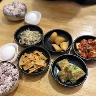 Banchan and Raw Egg