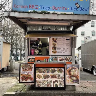 a food stand on a city street