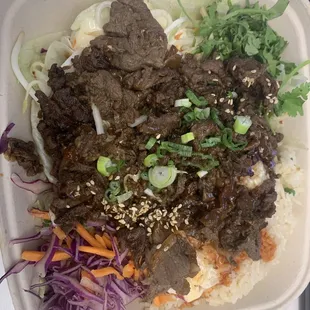 Bulggogi burrito rice bowl, $11