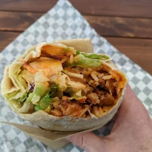 Spicy chicken burrito ($10)