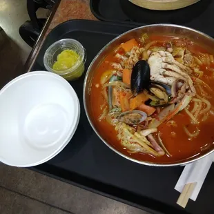 Korean Spicy Seafood Noodle Soup