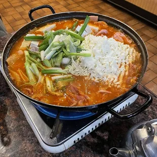 C11. Budae Jeongol - Army stew (Meat &amp; Sausage on menu under the Shared Jeongol Stew section). Comfort food on a cold day!