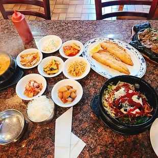 Soft tofu soup, mackerel, stone pot bibimbap, beef bulgogi