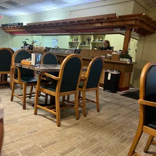 tables and chairs in a restaurant